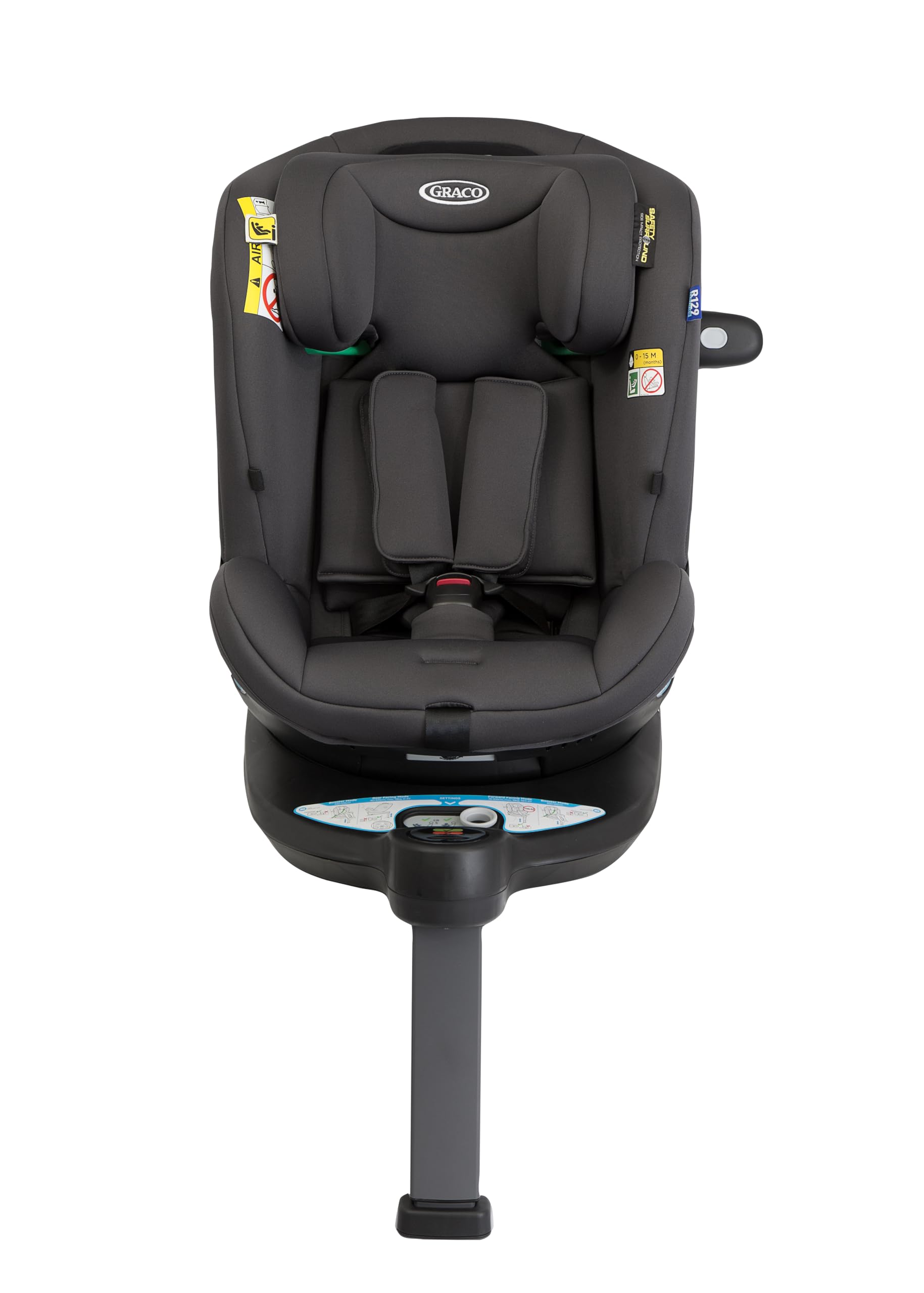 Graco - Turn2Me™ Grow i-Size R129 Silla de coche giratoria 360° con ISOFIX 3 en 1 multiedad, de 40 a 125 cm (desde el nacimiento hasta los 7 años aprox.), color Iron