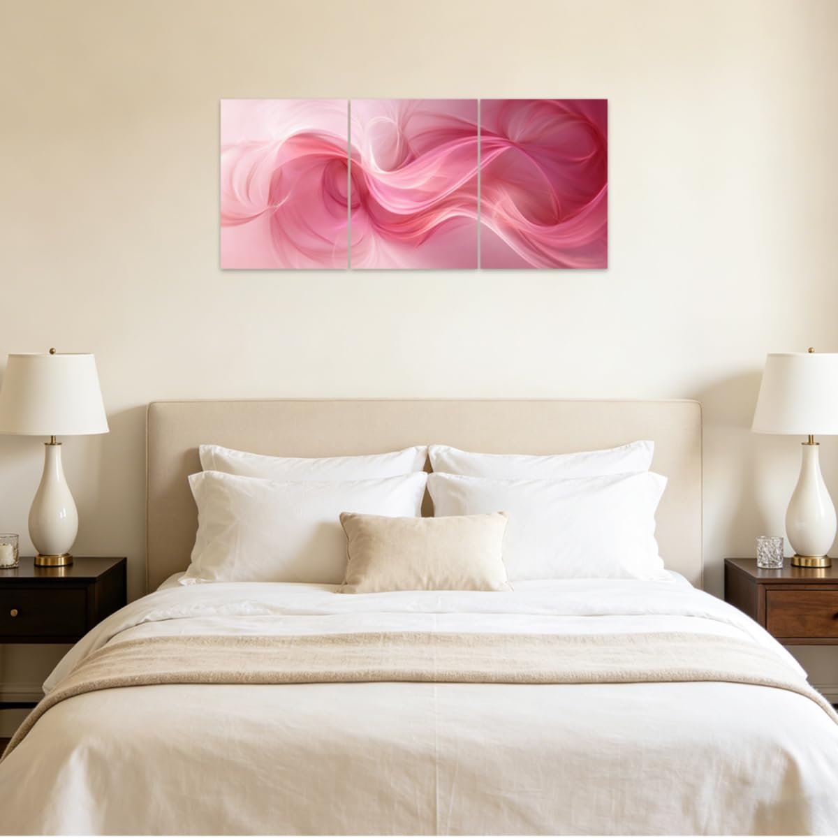 CCWACPP 3 teiliges Bilderset Abstrakte Wandbilder in Rosa Wanddekoration & Leinwanddrucke für Schlafzimmer Badezimmer Wohnzimmer Gerahmt 40x60cmx3