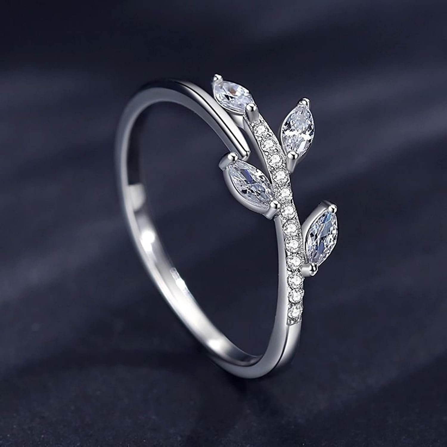 Vintage Engagement Rings for Women White Silver Wedding Rings for Women 925 Branches with Cubic Zirconia Women Ring Fashion