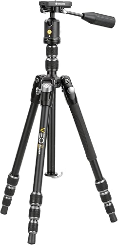 Miniatura 1 de Vanguard VEO3T204ABP Trípode de viaje de aluminio con cabeza de bola, mango extraíble y zapata rápida con soporte integrado para teléfono inteligente