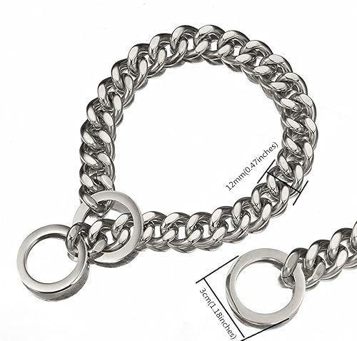Miniatura 5 de Collar de cadena para perro, acero inoxidable doradoplateado, 0.47 pulgadas de ancho, cadena de eslabones cubanos para perros, collares de