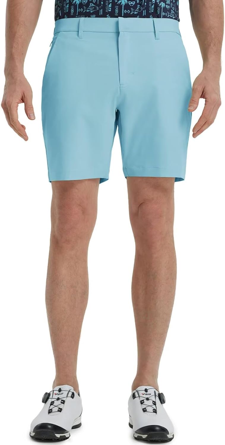 M MAELREG Mens Golf Shorts 7"/9" Lightweight Quick Dry Water-Resistant Stretch Waistband Flat Front Casual Mens Dress Shorts