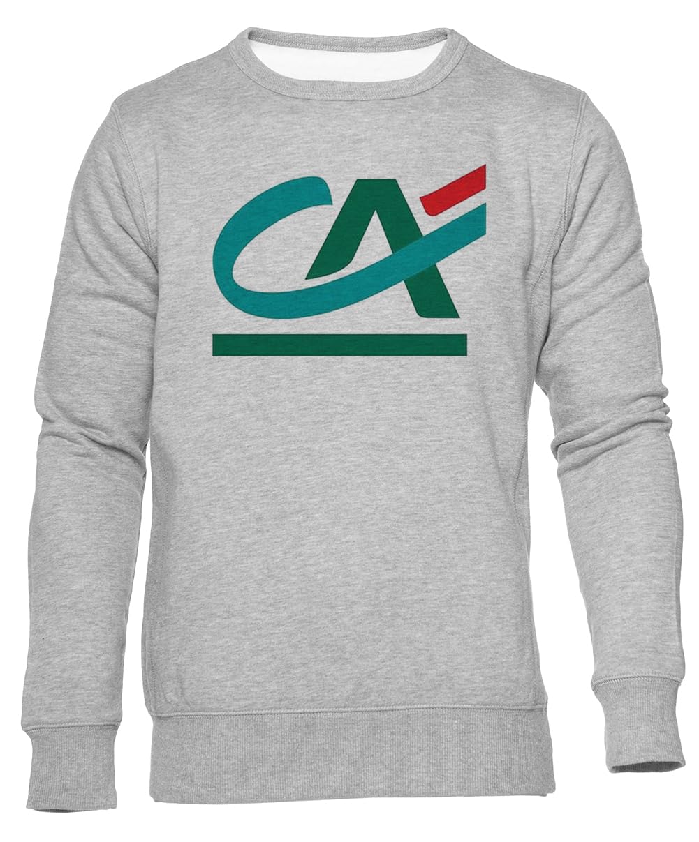 Credit Agricole Szara Bluza Unisex Z Okrągłym Dekoltem Unisex Grey Sweatshirt Crewneck