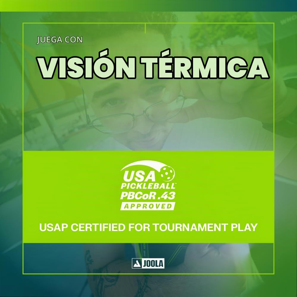 JOOLA Heat Vision - Paleta de pickleball de 16 mm, superficie de fibra de carbono texturizada para giro, película SK para reducir la vibración, aprobada por USAP, chip NFC habilitado