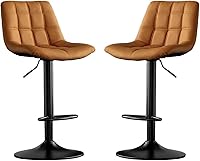 Vista 8 de Juego de 2 taburetes giratorios de cuero con altura ajustable y pies para cocina, comedor y elegantes sillas de bar Verdes.