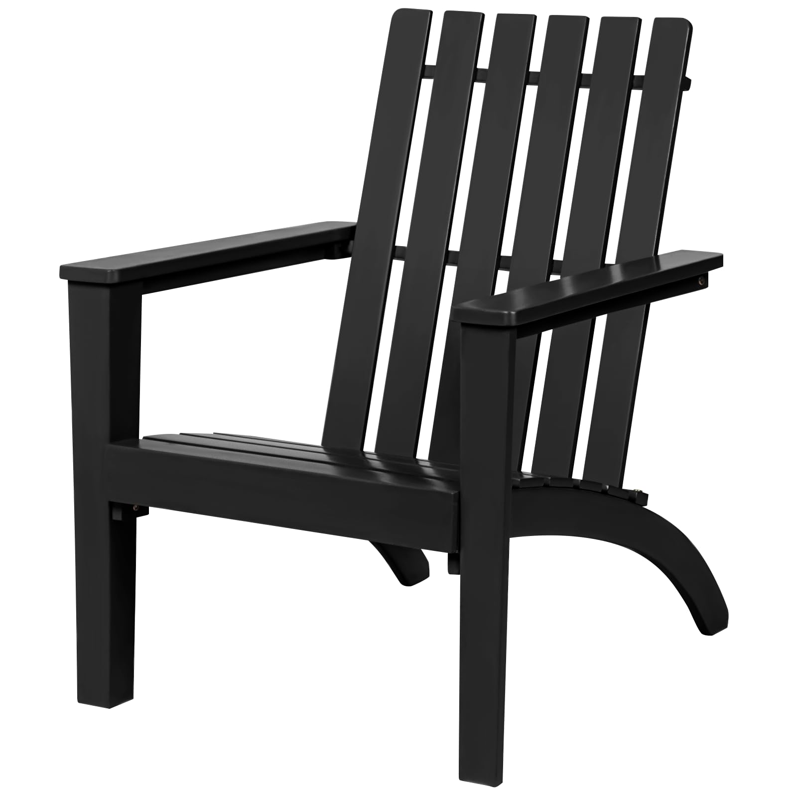 RELAX4LIFE Outdoor Adirondack Chair, Solid Acacia Wood Patio Lounger Armchair Slatted Seat with Backrest & Armrest, All-Weather Resistant Fire Pit Chair Garden Furniture for Deck Yard (Black)