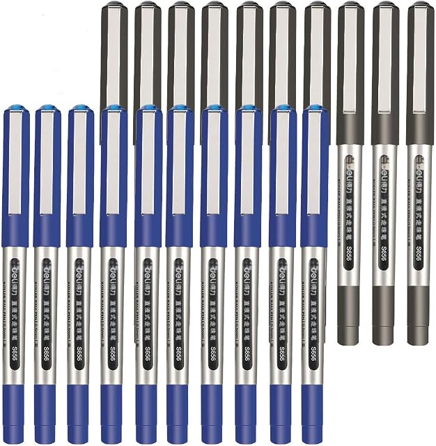 FRIUSATE 24 Pieces Rollerball Pen, 0.5mm Black Blue Gel Pens Smooth Ballpoint Pen Quick-Drying Liquid Ink Pen Fine Point Pens