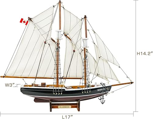 Miniatura 2 de SAILINGSTORY Velero de madera Modelo Barco Bluenose 1110 escala réplica goleta velero decoración pequeña