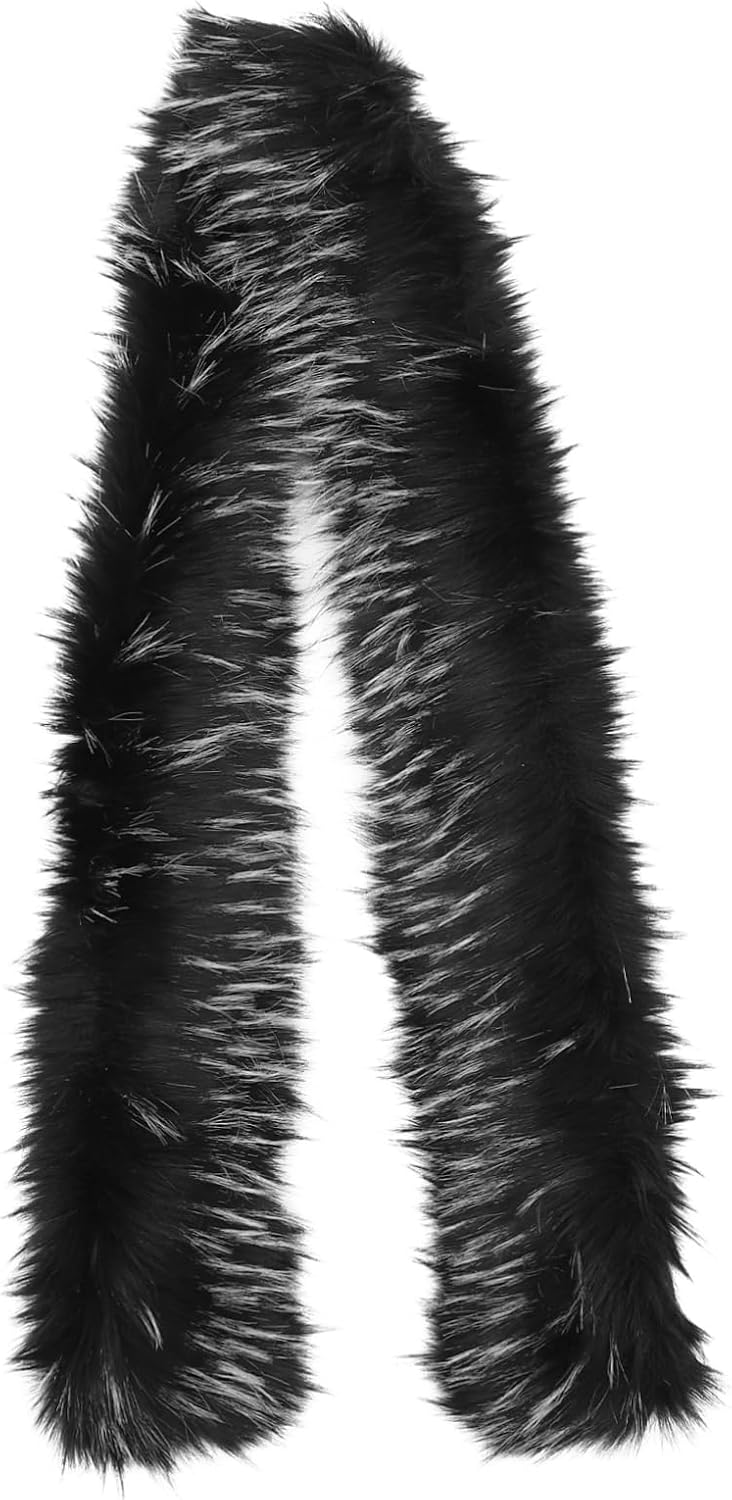POPETPOP Cold-Season Faux Hair Shawl Scarf for Women Soft Breathable Warm Wrap Lightweight Decorative Imitation Hair Costume Accessory Black and White Pattern