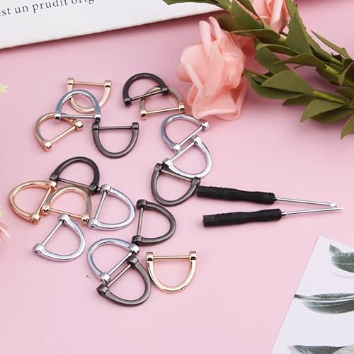 Miniatura 8 de Fawcotu 18 anillos en D con forma de herradura con 2 destornilladores desmontables anillos en D atornillables con grillete de herradura