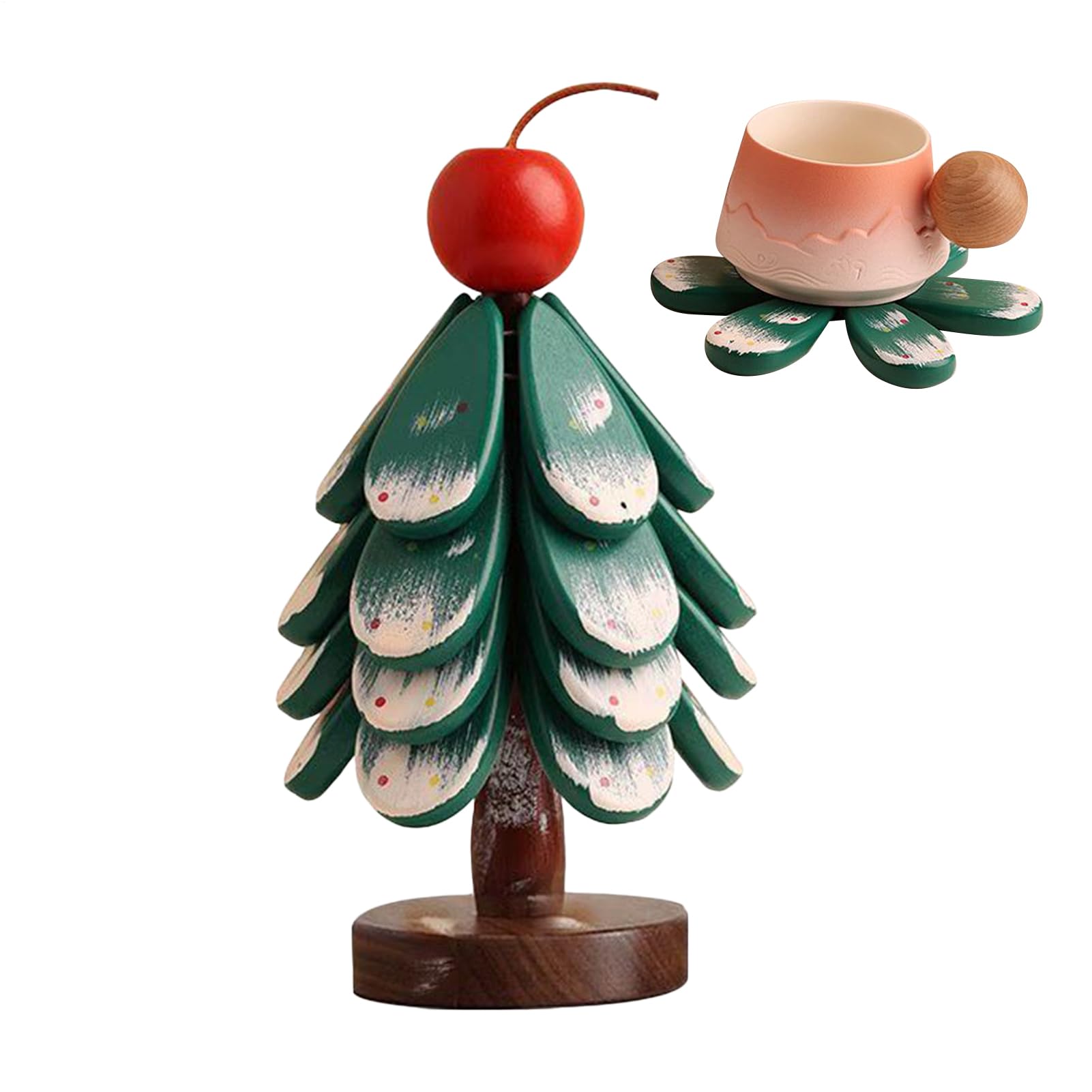 Drewniane podstawki pod drzewo, wszechstronny uchwyt na napoje, 23 cm x 9,06, zestaw 4 stojaków w kształcie drzewa, na patelnie do gorących garnków, świąteczne podkładki pod talerze, świąteczny