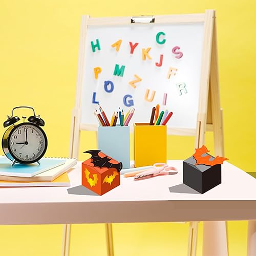 Miniatura 6 de BENECREAT 2 plantillas de troqueles de corte de papel de metal troqueladas, caja de regalo de caramelo de murciélago 3D, plantillas en relieve de