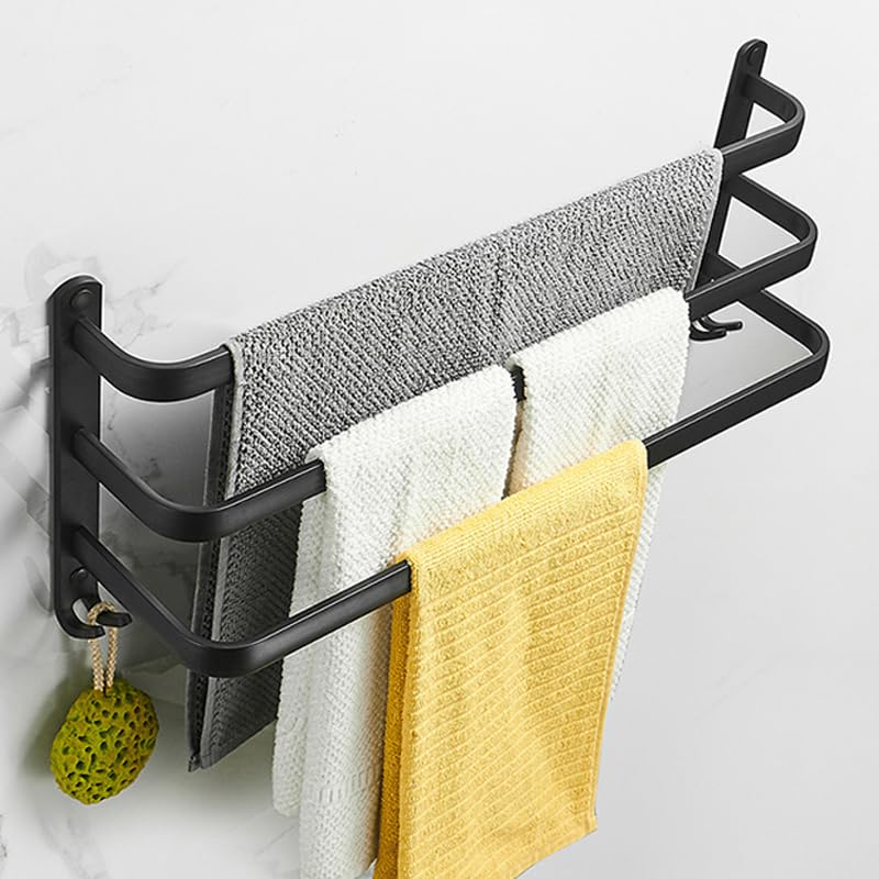 Porte-serviette en aluminium de qualité supérieure avec support multi-barres et crochets - 4