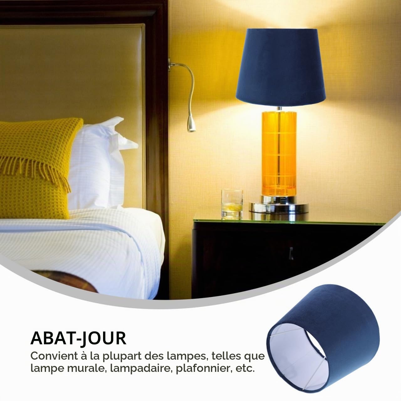 Uonlytech Abat-Jour En Tissu Bleu Pour Lampe De Bureau RemplaçAnt LéGer Et DéCoratif Abat-Jour De Lampe De Table Pour Salon Chambre Et Bureau 8.66X6.50X6.50 Pouces