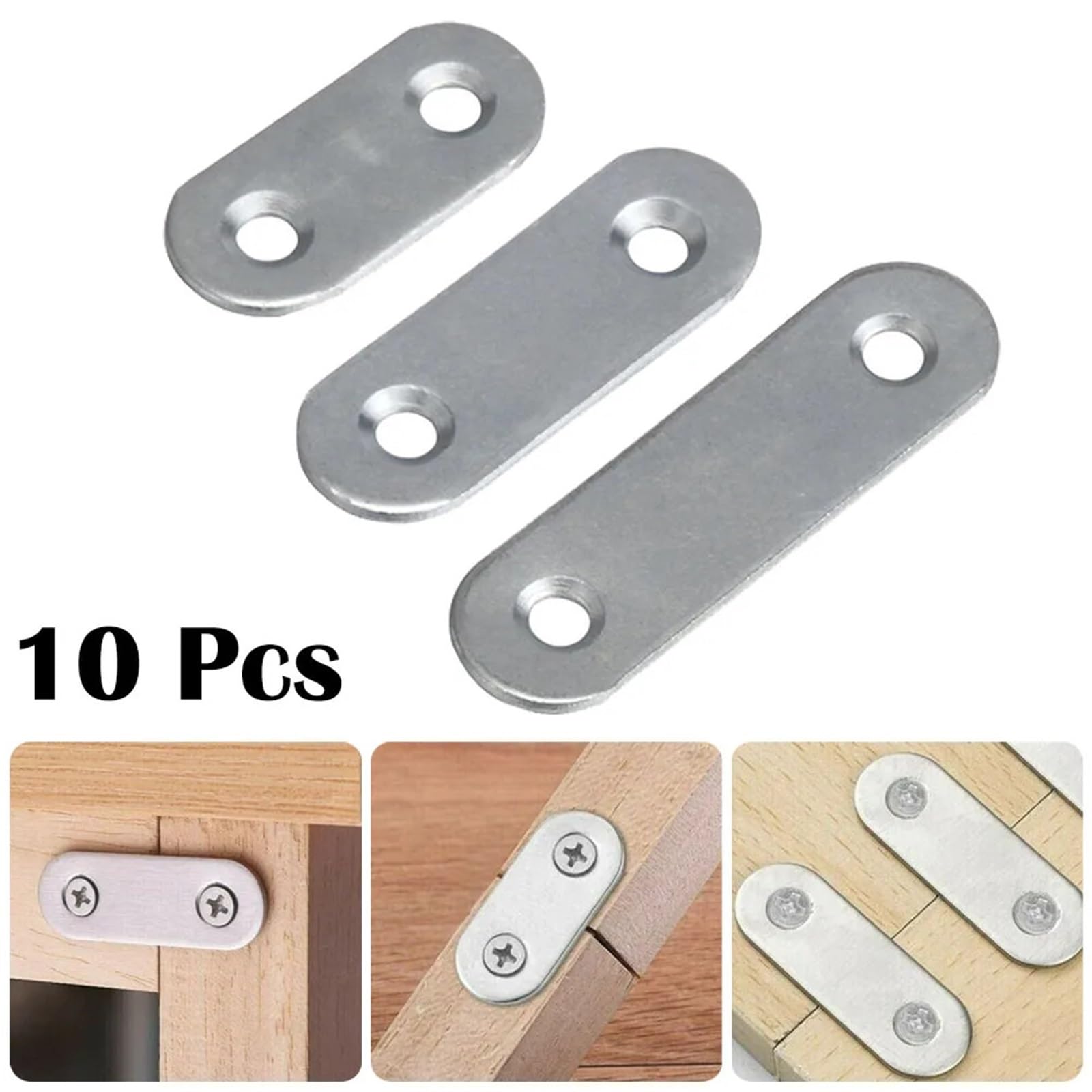 Staffe Angolari Da 10 Pezzi In Acciaio Inossidabile For Furniture | Riparazione diritta Piatta Fissaggio dritto Staffe diritte Codice angolo a un carattere(56x16mm)