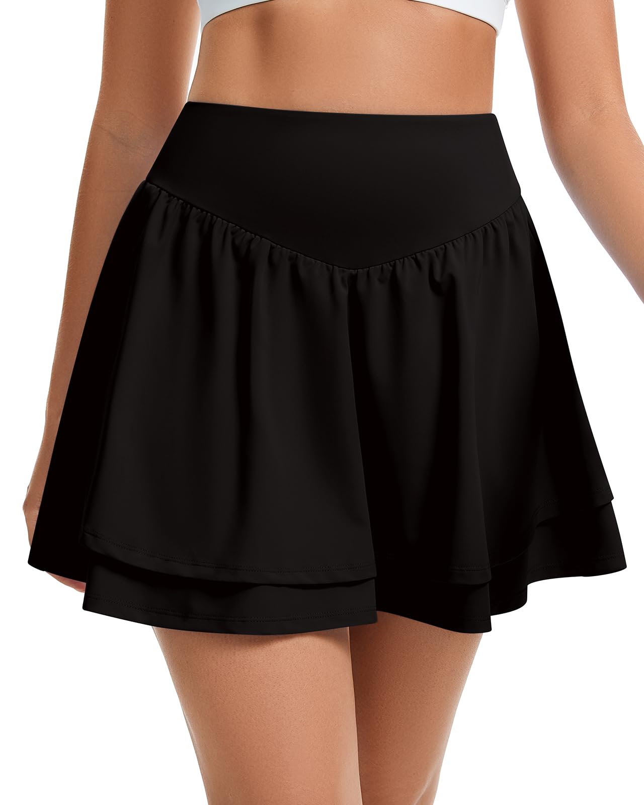 WOWENY Damen Tennis Rock mit Hose Drunter Hosenrock Damen Sommer A Linie Sportrock Wanderrock Pleated Golfrock