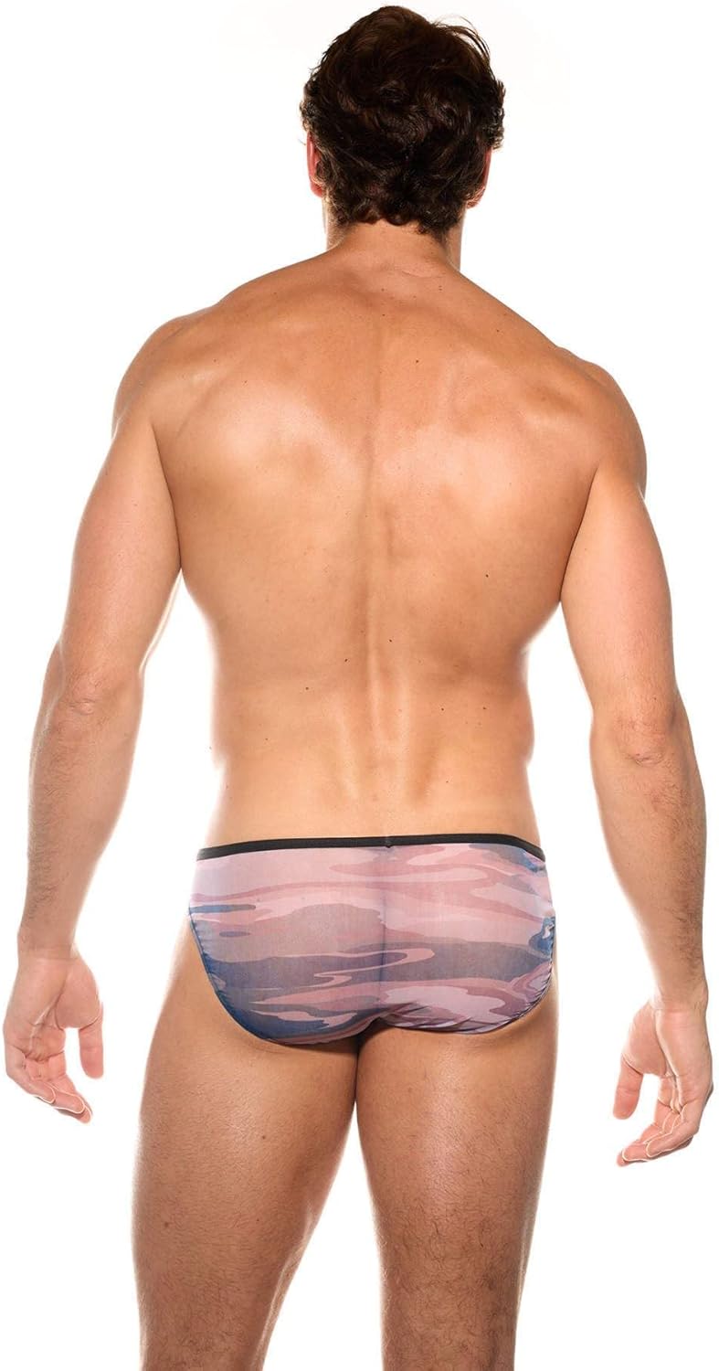 Gregg Homme Men's Outline Lowrise Sheer Brief, 200103, Pink, L