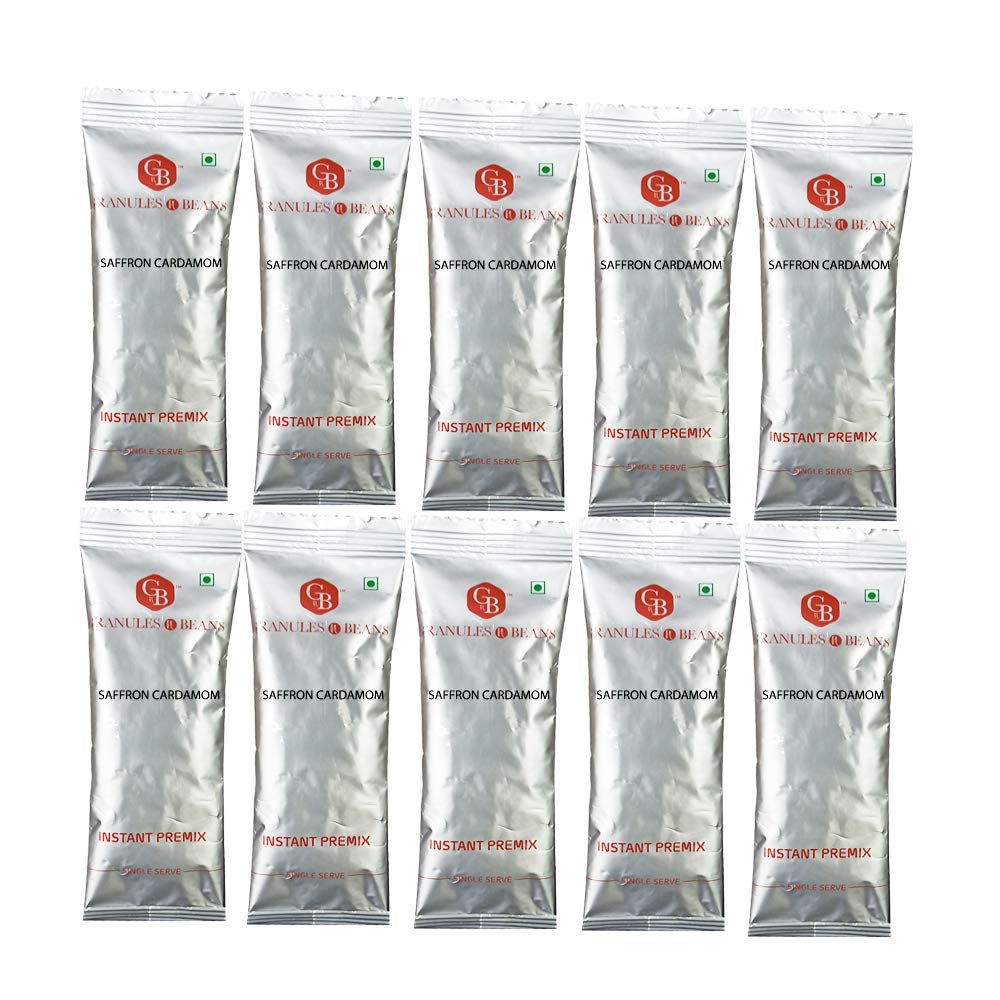 Granules n Beans Instant Premix Saffron Cardamom Chai - (50 Single Serv Sachets)