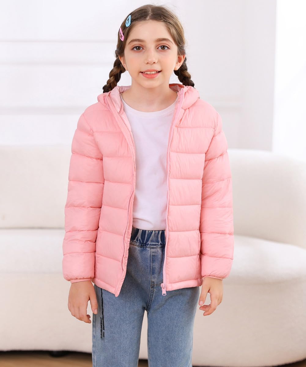 Lovekider Hooded Puffer Jacket for Girls 4-12T Packable Down-Alternative Winter Coat Shiny Outerwear for Kids - Image 3