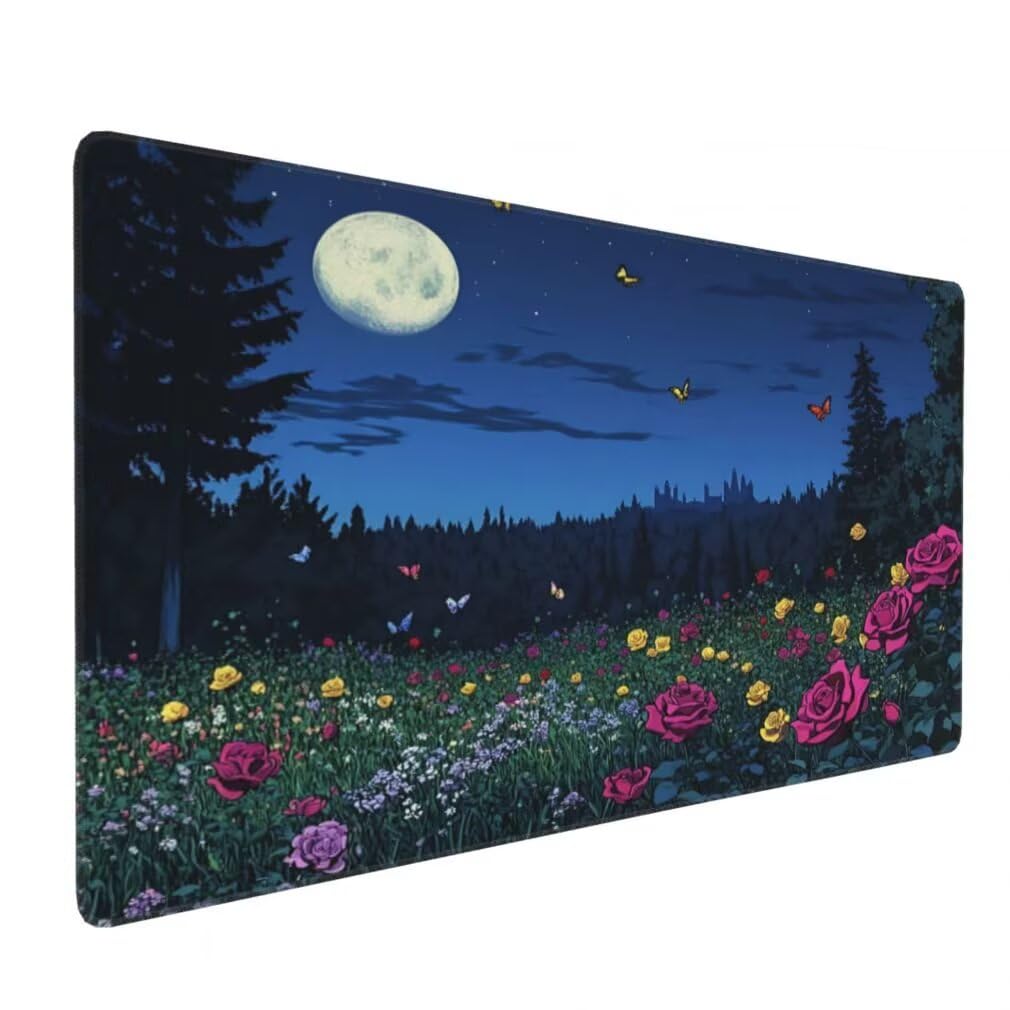 Tappetino Mouse Rosa, Mouse Pad XXL 1200 x 600 x 3 mm, Luna Piena Tappetino Gaming Grande Sottomano Scrivania, Impermeabile Mousepad Lavabile con Base in Gomma Antiscivolo per Computer-MP1537