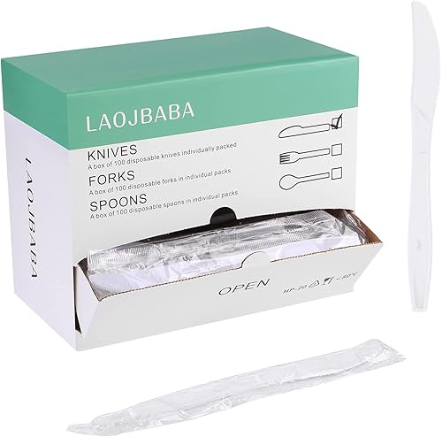 Miniatura 7 de Cucharas desechables blancas envueltas individualmente de 7 pulgadas, caja de 100 cucharas de masa súper duras para uso comercial para llevar