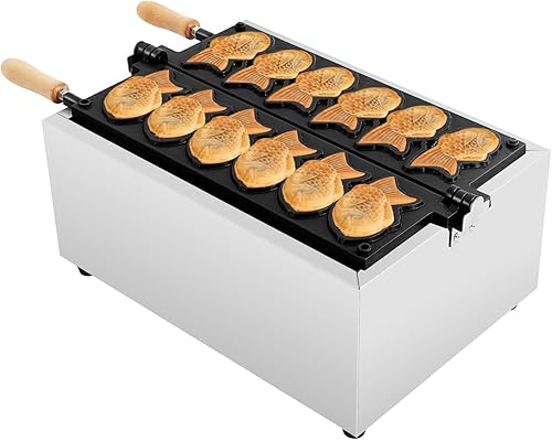 Miniatura 1 de Taiyaki - Máquina eléctrica para hacer gofres de pescado, 2400 W, con revestimiento antiadherente, temporizador inteligente y control de