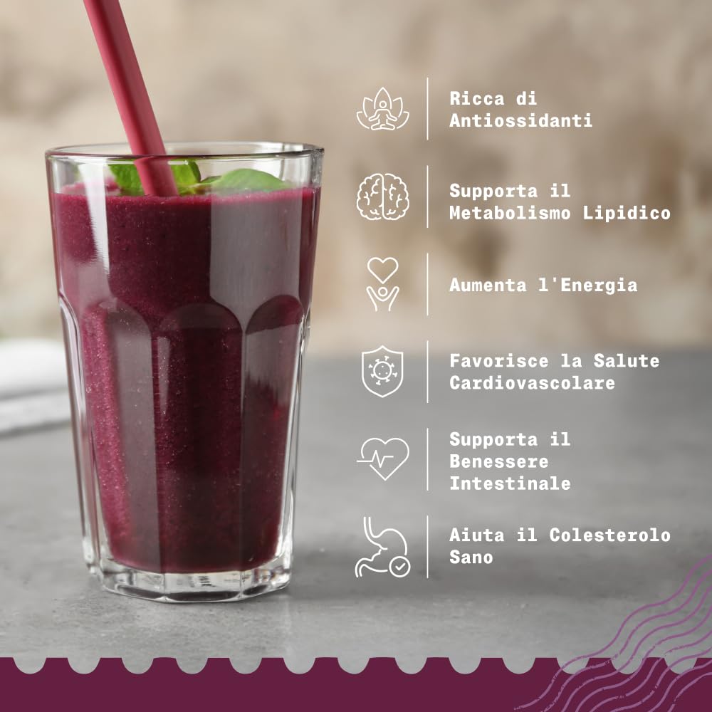 NaturaleBio Bacche di Acai Biologiche in Polvere - Freeze-Dried - 200 gr. Prodotto in Brasile, Liofilizzato, Crudo ed Estratto dalla Polpa della Bacca di Açai.