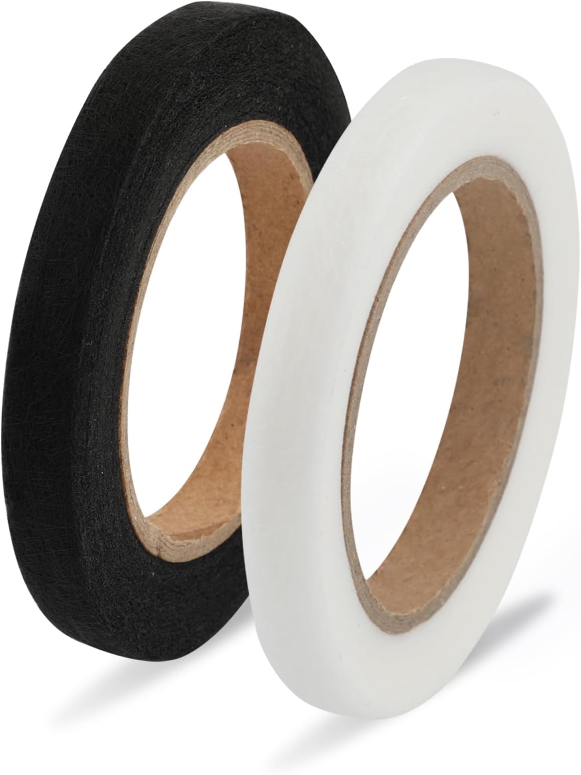 SAVITA 2 Rolls 54 Yards Hem Tape, No Sew Hemming Tape Iron-On Fabric Fusing Web Tape Adhesive Tape for Hemming Broken Clothes Pants Jeans Trouser Skirt Curtain(Black & White, 1 cm/0.4 in Wide)