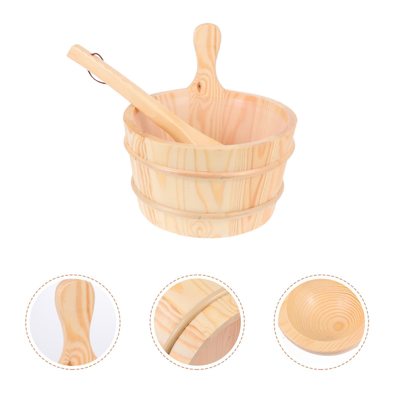 PACKOVE Praktisches Zubehör für Holzsauna 1 Satz Fasslöffel Satz aus Synthetischem Material Handpoliert und Leicht zu Greifen für Saunaaufguss und Dampfbad