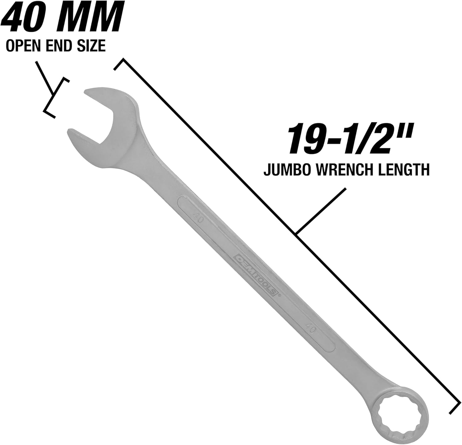 OEMTOOLS 22134 40mm Jumbo Combination Wrench, Combination Wrench Set Jumbo, Metric Combination Wrenches Set, OEM TOOLS Individual Metric Wrenches