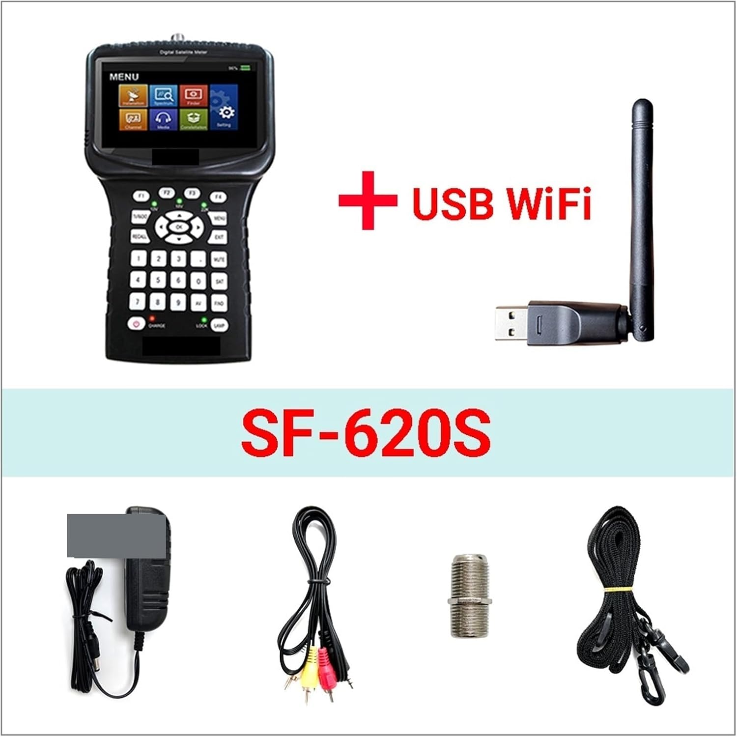 TV Signal Finder Meter, SF 620S Handheld DVB-S2 Satellite Finder Meter with 4.3 Inch LCD Support Spectrum Analyzer CS PowerVu CCTV Camera,for Adjusting Sat TV Dish(SF-620S WiFi)