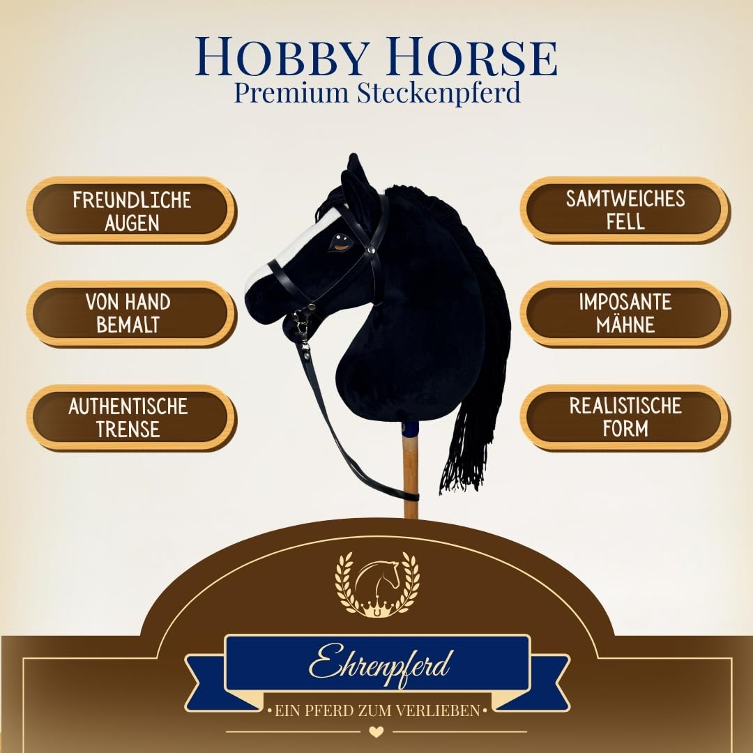 Hobby Horse konie dla dziewcząt, prezent -A3 - koń na kijku i hobby akcesoria do konia - zestaw zabawek dla hobbystów z koniem na kiju, hobby, konia hobby, koń i stajnia dla hobbystów