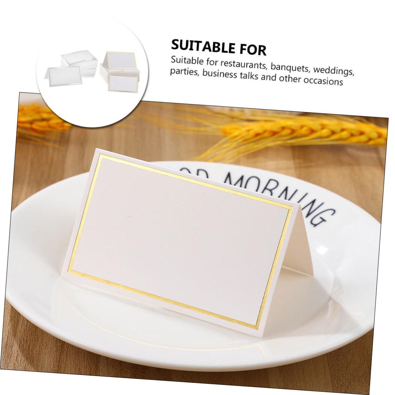 Platzkarten 200 Stück aus Papier, Rund, Elegant für Hochzeit und Bankett | Bronzefarbenes Design, Strukturierte Aufsteller, Glatt und Grat, Leicht Beschreibbar, für Gespräche und Feste
