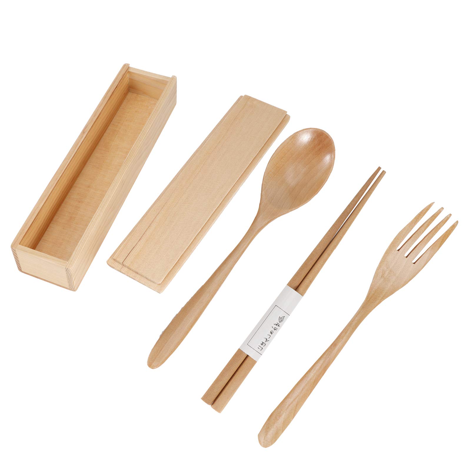 Scatola da tavola portatile Bacchette di legno Forchetta Cucchiaio Set di posate per uso domestico in viaggio