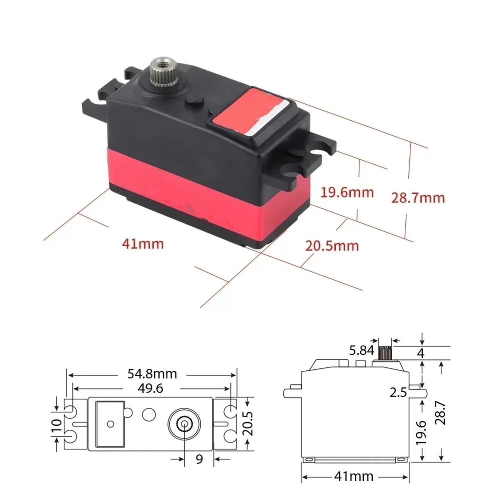 Piezas EspecíFicas RC para Jx PDI-4409MG 1/8 1/10 Servo 9kg para Alto Par 180 Grados Estándar Corto Digital con Brazo De Metal 25T RC Drift Car(Servo)