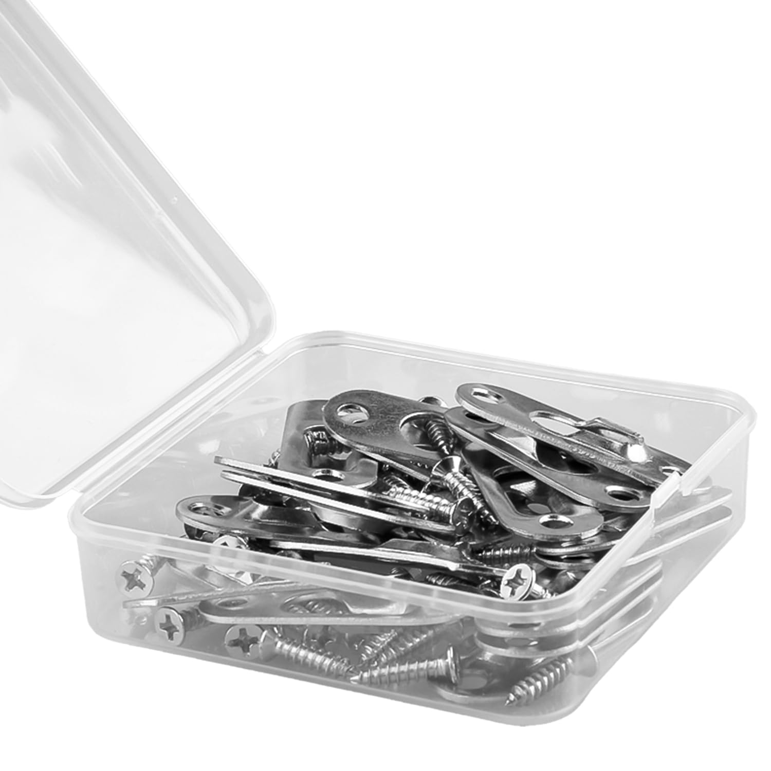 Bojueshaw Silver 20Set Picture Hangers,Screws Metal Fasteners,Picture Keyhole Hanging Plate,Keyhole Hanger Fasteners For Mirror Picture Frame