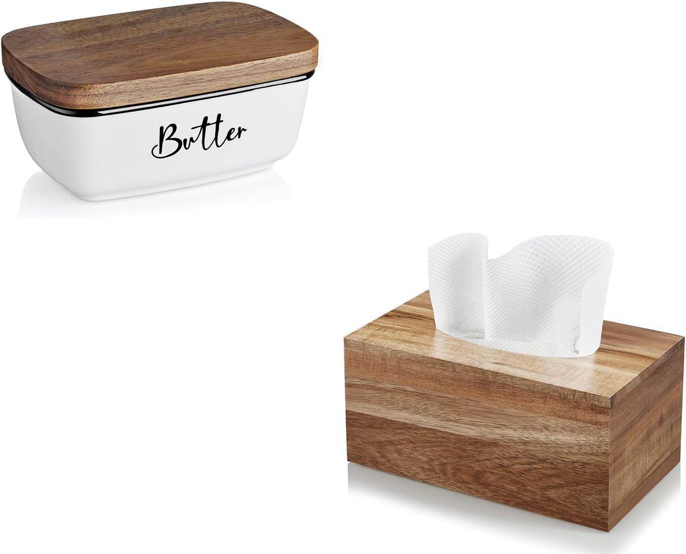 Butter Dish and Rectangular Tissue Box Cover