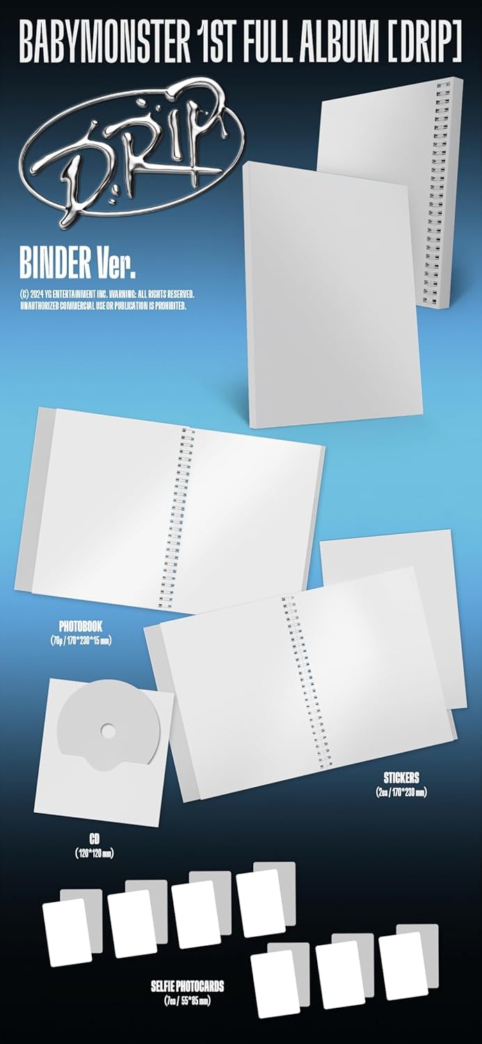 BABYMONSTER DRIP 1st Full Album with Tracking Sealed Baby Monster (Full 9 Ver Set(Binder+Zip Lock+7ea TAG) [with Autograph Photo]