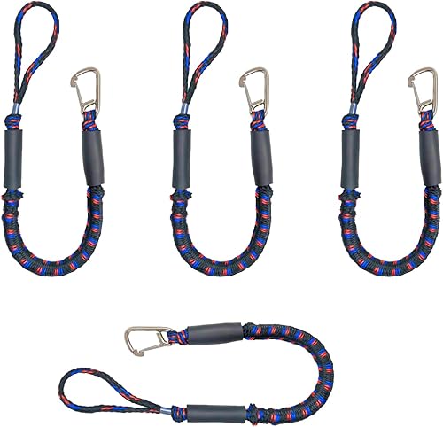 Miniatura 9 de 4 líneas de muelle elástico, líneas de muelle elástico de 2 pies con cuerda de amarre de clip inoxidable 316 para acoplamiento para P-W-C, Kay-ak,