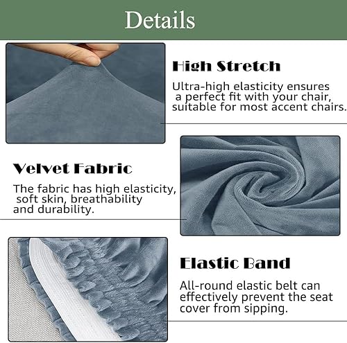 Miniatura 10 de Funda para silla decorativa sin brazos, de terciopelo elástico, extraíble, lavable, de lujo, moderno, protector de muebles con parte inferior