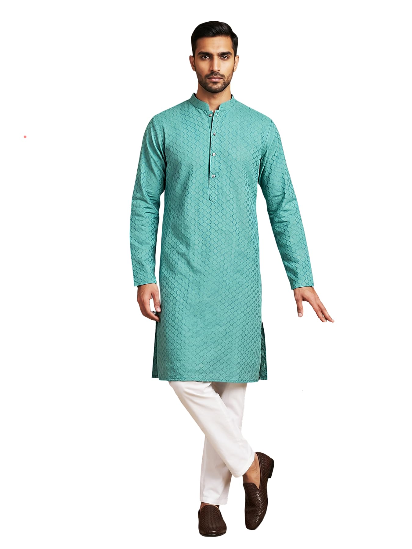 jompers Men’s Cotton Blend Woven Design Kurta Pyjama Set-picture-31
