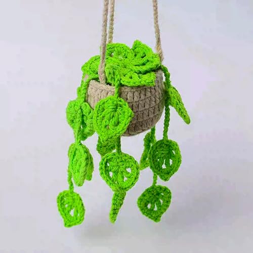 Miniatura 8 de Accesorios colgantes de espejo de coche con conejo balanceante tejido a crochet, lindas decoraciones de coche para mujeres estéticas, accesorios de