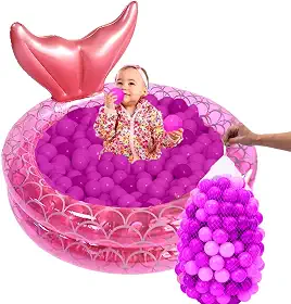 Piscina Com Bolinha Infantil Inflável Sereia Criança 85L (Piscina Sereia/ 100 Bolinhas Rosa)