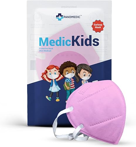 PandMedic MedicKids KN95 - Mascarilla facial cómoda para niños mascarillas plegables y portátiles para niños paquete de 25 unidades color rosa