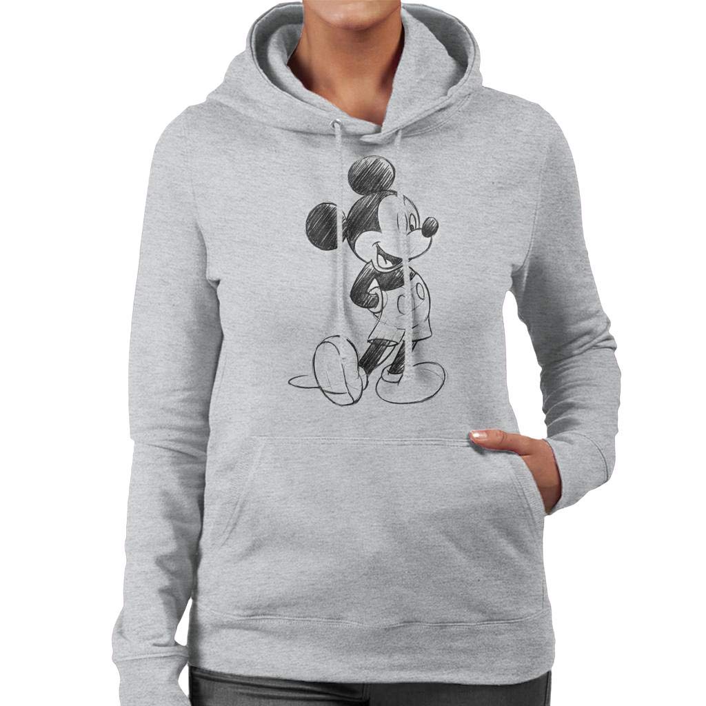 Disney Mickey Mouse Sketch Drawing Women's Hooded Sweatshirt Heather Grey