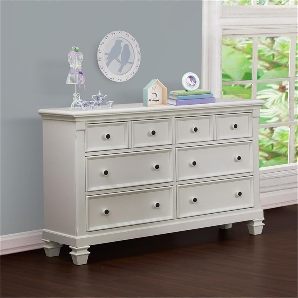 Baby Cache Glendale 6 Drawer Double Dresser, Pure White