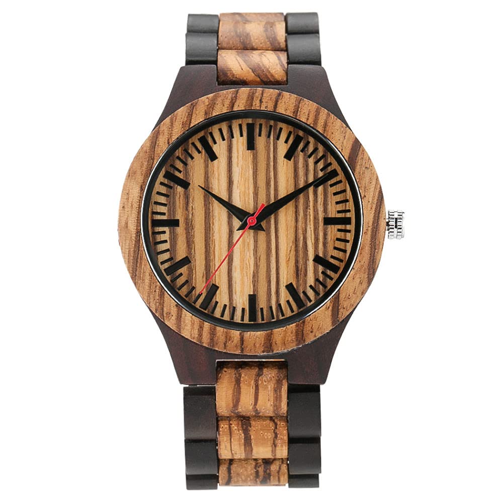 CAIDAI&YL Reloj de Pulsera de Cuarzo con Reloj de Madera Grabado Personalizado Relojes de Madera Natural, con Caja de Reloj