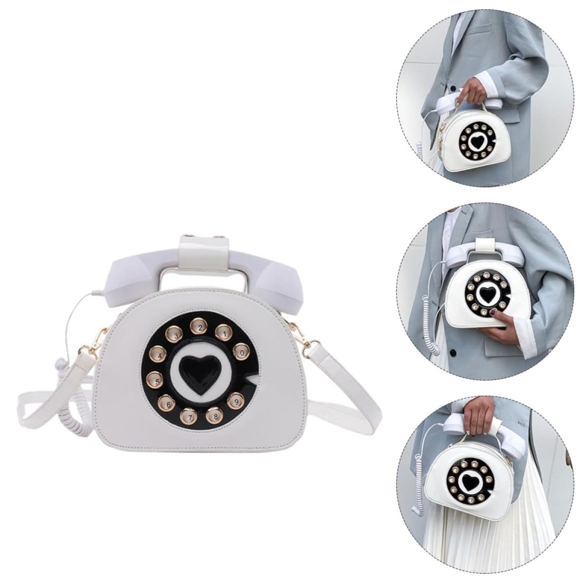 Bolso Teléfono de Pu Forma Retro, Correa Desmontable