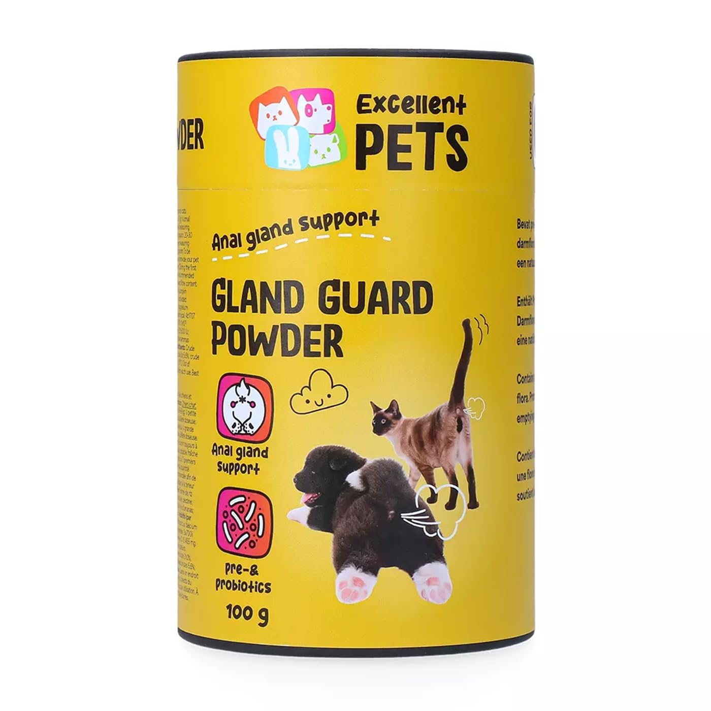 Hofman Animal Care Pets Probiotique - 100 gr - Favorise la digestion et la résistance - En cas de glandes anales obstruées et d'anus sensibles - Prébiotiques - Compléments pour chiens