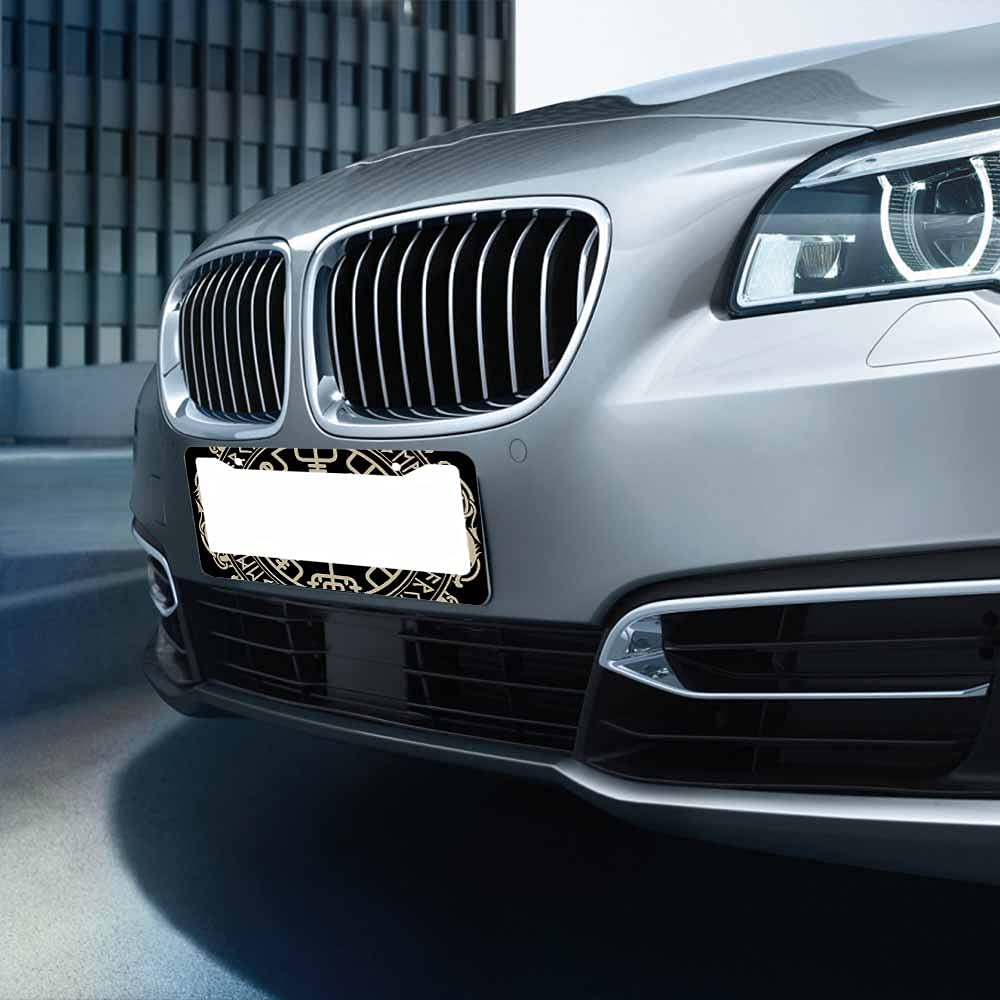 Nicokee Decorative License Plate Frame Black Celtic Viking Car Tag Frame Aluminum Auto License Plate Holder for Men Women: Multi-0014 12 x 6 Inch